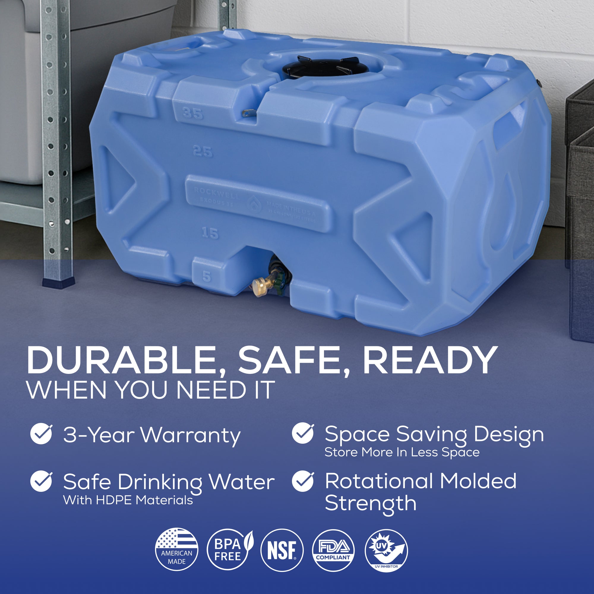 The 30 Day Emergency Starter Kit - 35 Gallon Water Tank & 1-Person 30-Day Emergency Food Supply Kit